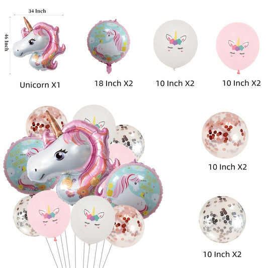 Unicorn Balloons Set for Girls Birthday Party