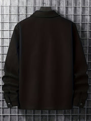 Men's Solid Jacket Spring Autumn Button Up Jacket For Males