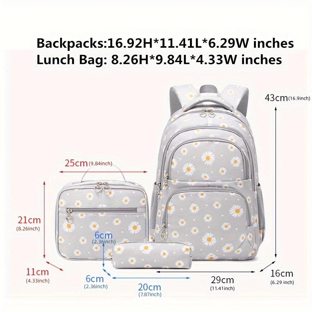 3pc School Bags Set Backpack w/ Lunch Box & Pencil Case