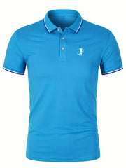Men's Golfing Graphic Polo Shirt - Casual Stretch Lapel Button Up Polo
