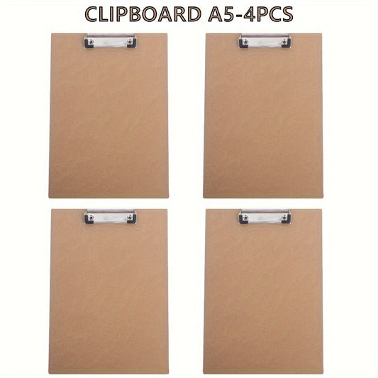 4pcs A5 Office Clipboards Strong Paper Clips Basics Hardboard Durable