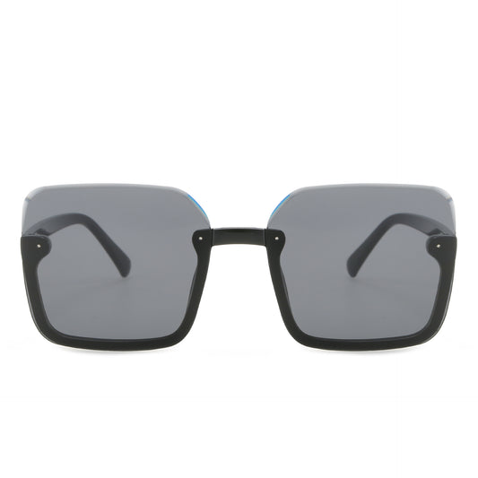 Oversized Semi Rimless Sunglasses UV400