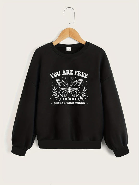 Floral Moon Graphic Sweatshirt for Toddler Girls