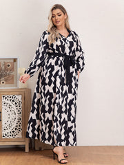  Colorblock V Neck Maxi Dress With Belt