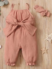 2pcs Baby Girls Sleeveless Romper & Headband Set