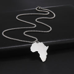 Cooltime 304 SS Africa Map Necklace 18K Plated Box Chain Accessory