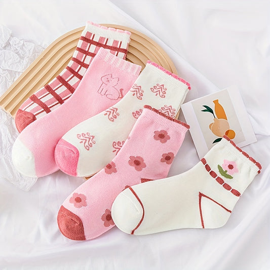 5 Pairs Lace Princess Socks for Baby Girls Spring Autumn Winter