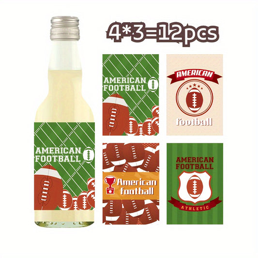 12pcs Sport Themed Red Wine Bottle Stickers for Party Decorations