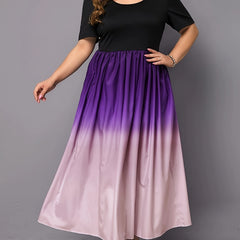  Ombre Print Short Sleeve Maxi Dress