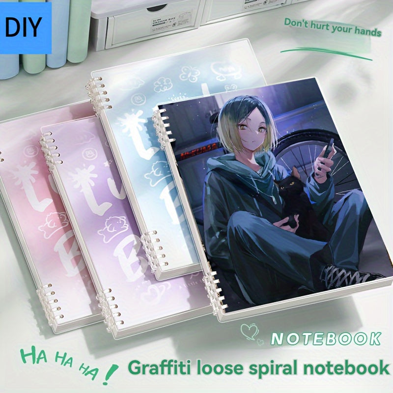 Customizable Waterproof Spiral Notebook with Removable Cover Personalized Anime
