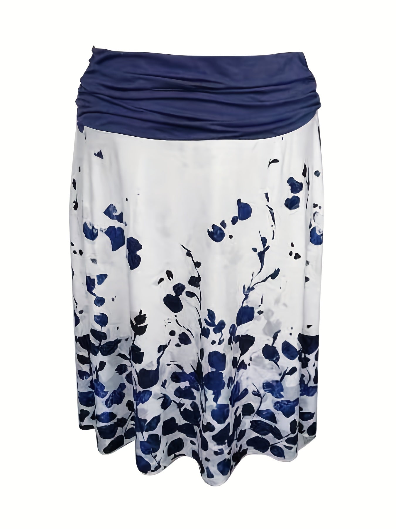  Ruched Floral High Rise Stretch Summer Skirt