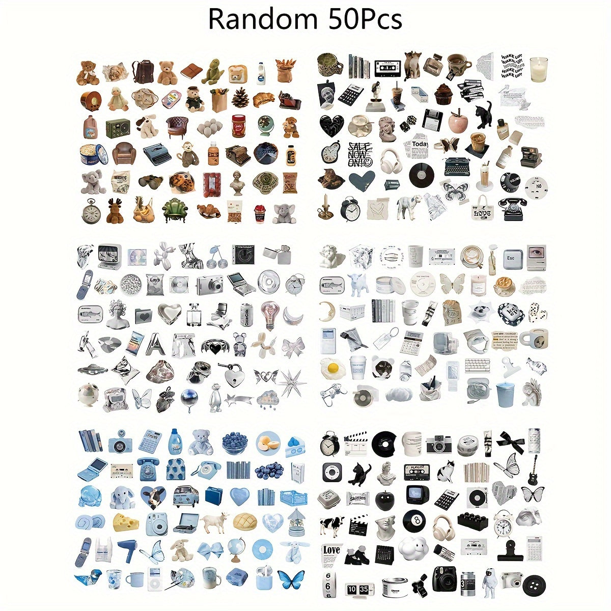 50pcs Random Pattern Tablet Notebook Journal Book Diy Graffiti Stickers