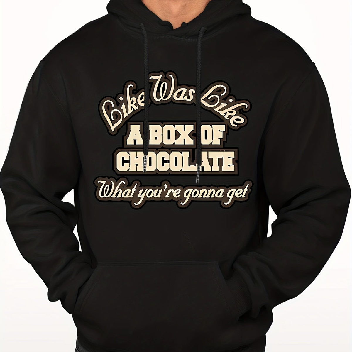 Men's Chocolate Print Hooded Sweatshirt for Autumn and Winter