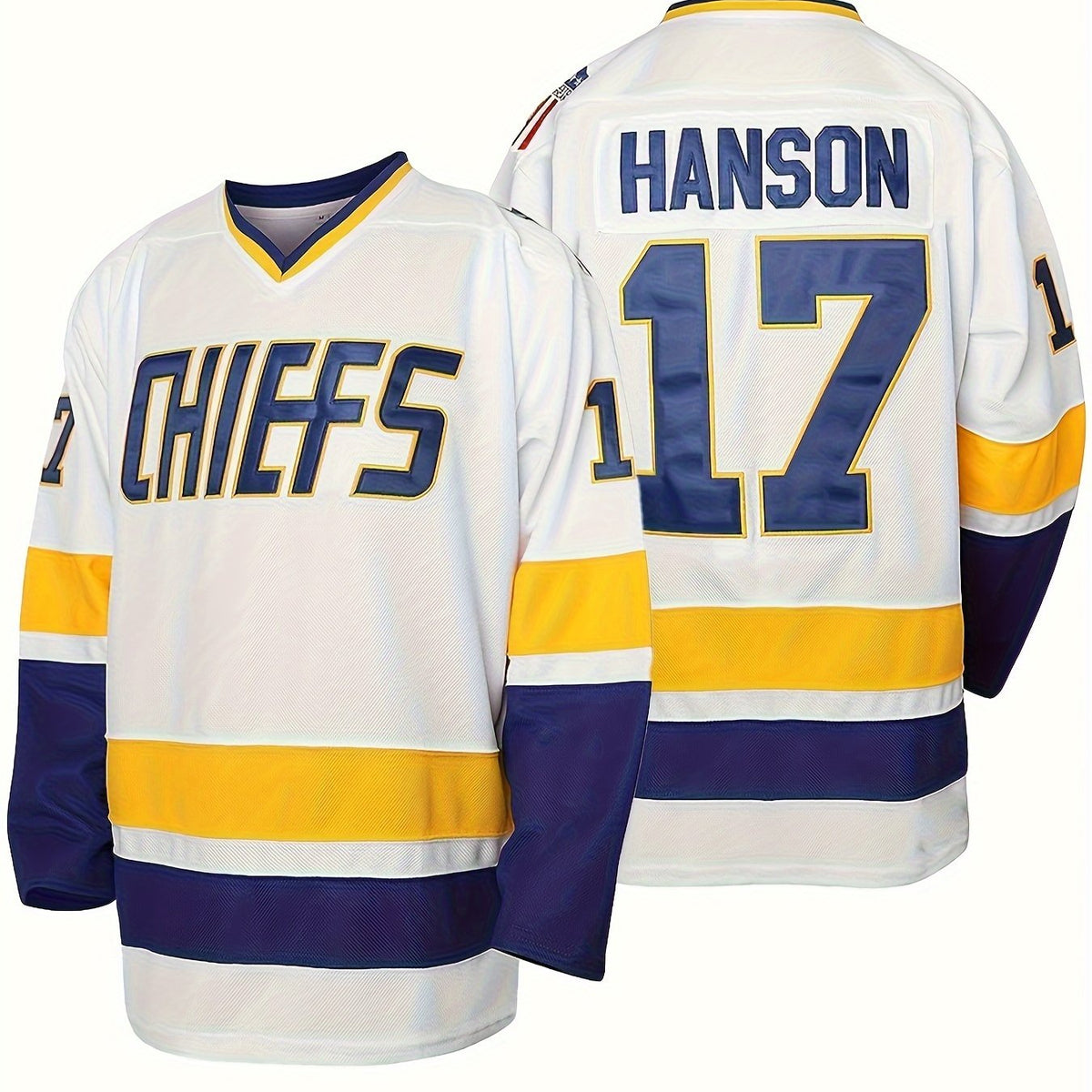 Men's Vintage Ice Hockey Jersey Long Sleeve V Neck Sweatshirt