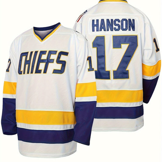 Men's Vintage Ice Hockey Jersey Long Sleeve V Neck Sweatshirt