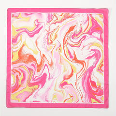 Pink Tie Dye Print Bandana Boho Neckerchief Square Scarf Silk