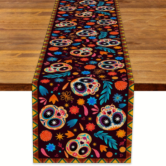Sugar Skull Halloween Table Runner 33.02x182.88 cm