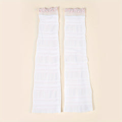 Lace Long Gloves Women Arm Sleeves Sunscreen UV Protection Fingerless Glove