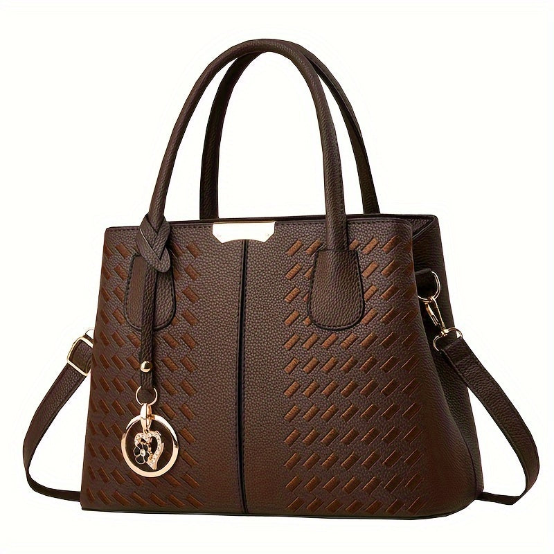 Stylish Tote Bag for Women Large Capacity PU Leather Handbag with Zipper