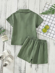Boys Vintage Button Top & Shorts Set