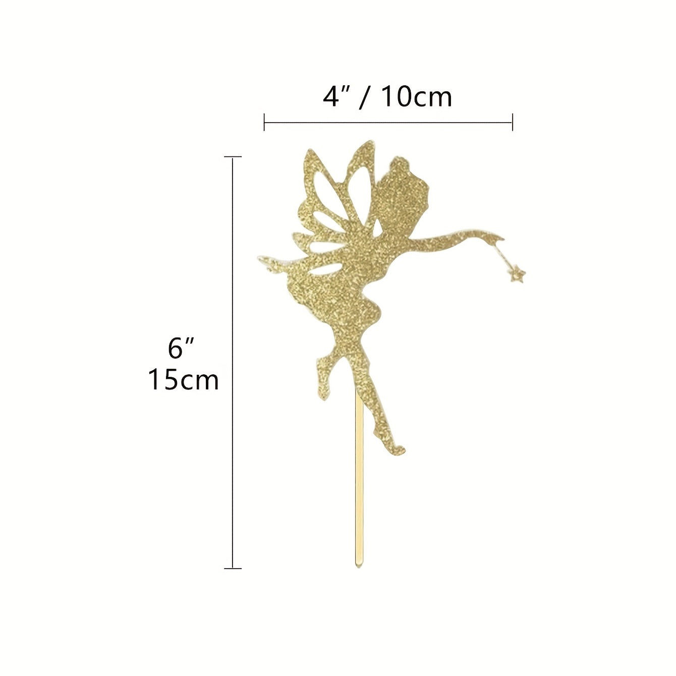 Golden Glitter Fairy Cake Topper for Magical Occasions