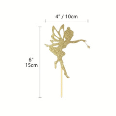Golden Glitter Fairy Cake Topper for Magical Occasions
