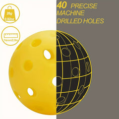 6pcs Outdoor Pickleball Balls with 40 Holes for Training