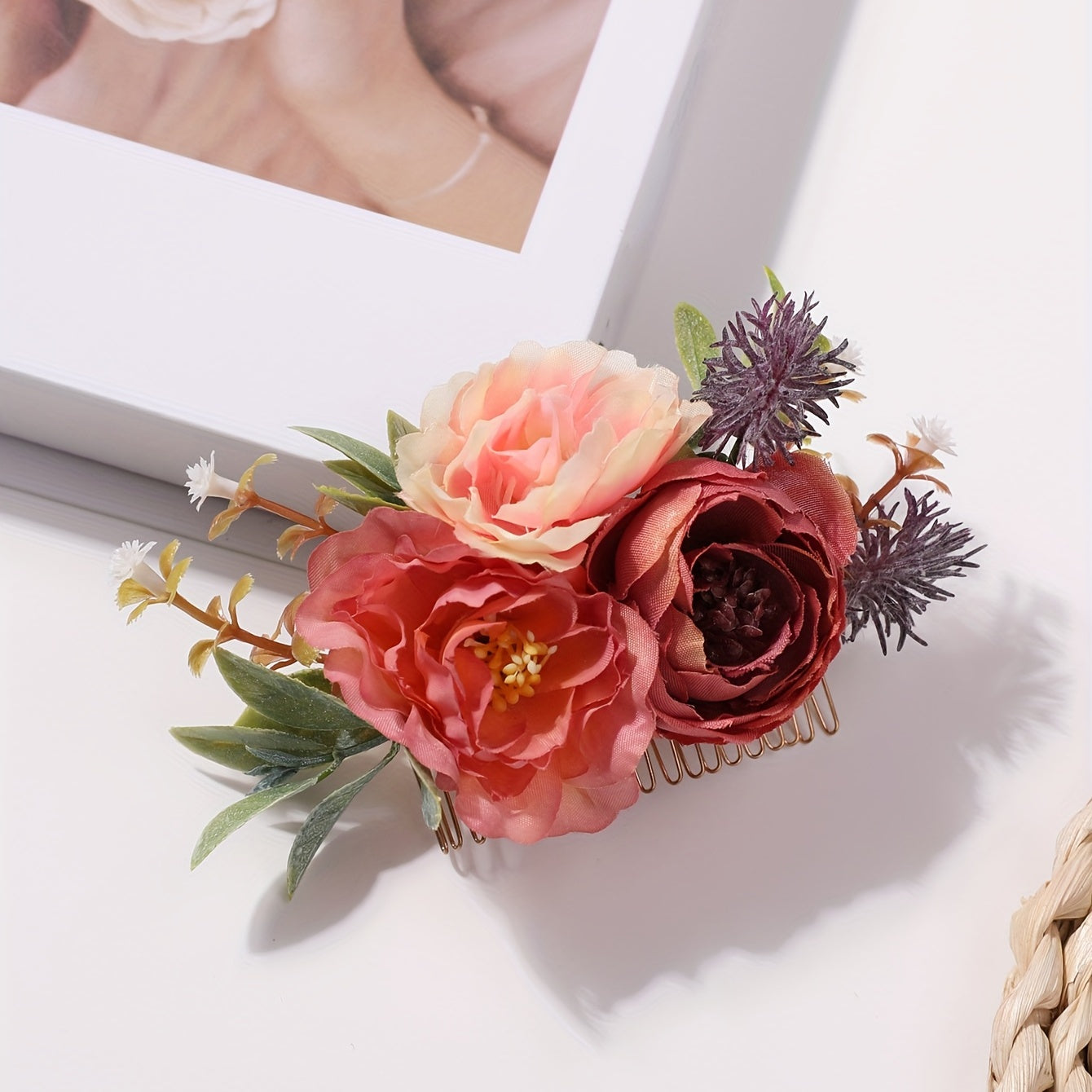 Simulation Flower Decor Hair Comb Hair Pin Sweet Hair Clip for Party Wedding