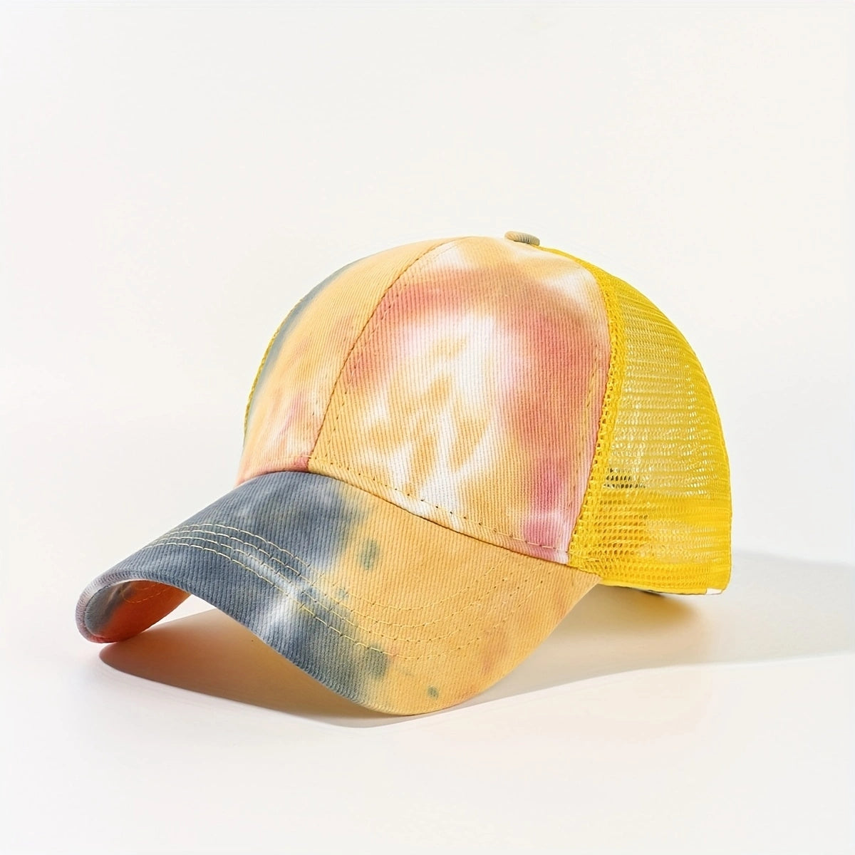Tie Dye Print Trucker Hat Gradient Baseball Cap Mesh Sun Shade Dad Hats