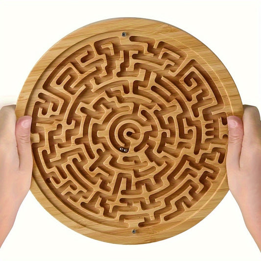 Wooden Maze Puzzle Board Double Sided - Brain Teaser Game