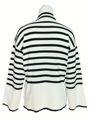  Y2K Striped Turtle Neck Sweater