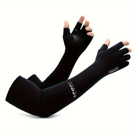Unisex Anti UV Cooling Arm Sleeves with Fingerless Gloves