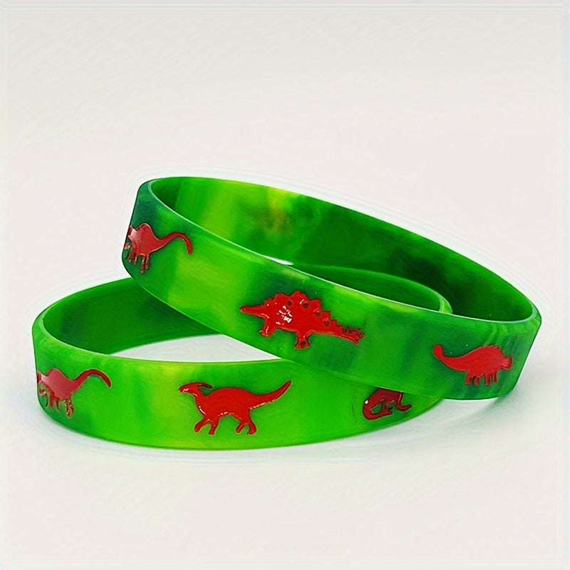 6pcs Camo Dinosaur Wrist Strap Silicone Bracelet