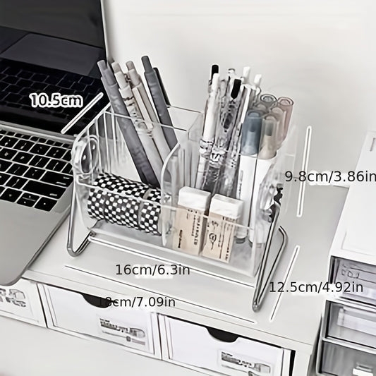 Stationery Transparent Storage Box Metal Corner Rack Desktop Shelf