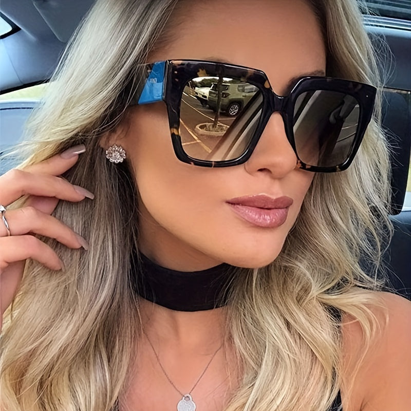 Y2K Oversized Square Sunglasses Retro Block Tortoiseshell UV400 Shades