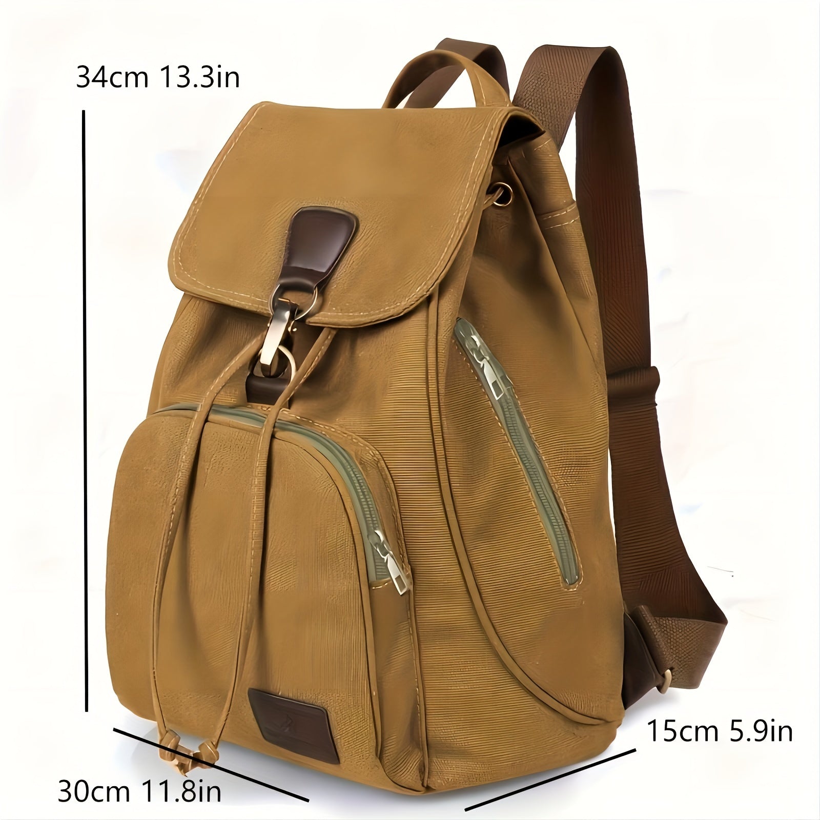Retro Canvas Flap Backpack Drawstring School Bag Travel Hiking