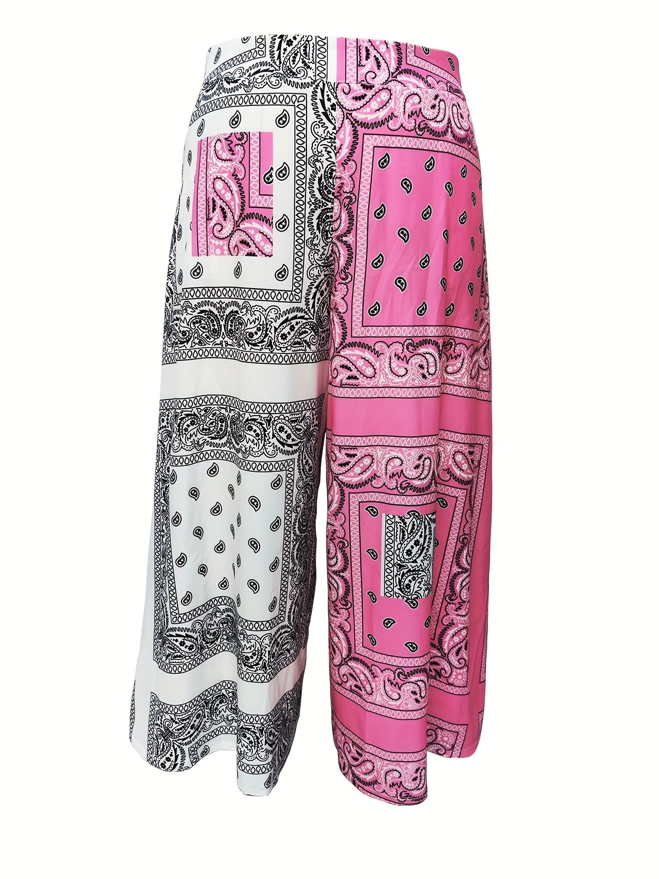  Boho Pants Women's Plus Scarf Print Wide Leg Trousers