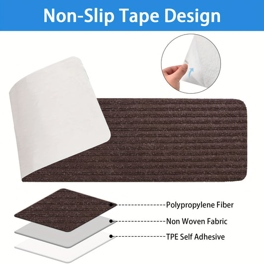 Non Slip Brown Stair Treads 20 X 76 Step Carpet For Staircase