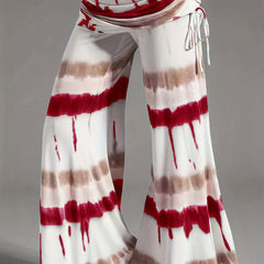  Tie Dye Ruched High Rise Wide Leg Trousers