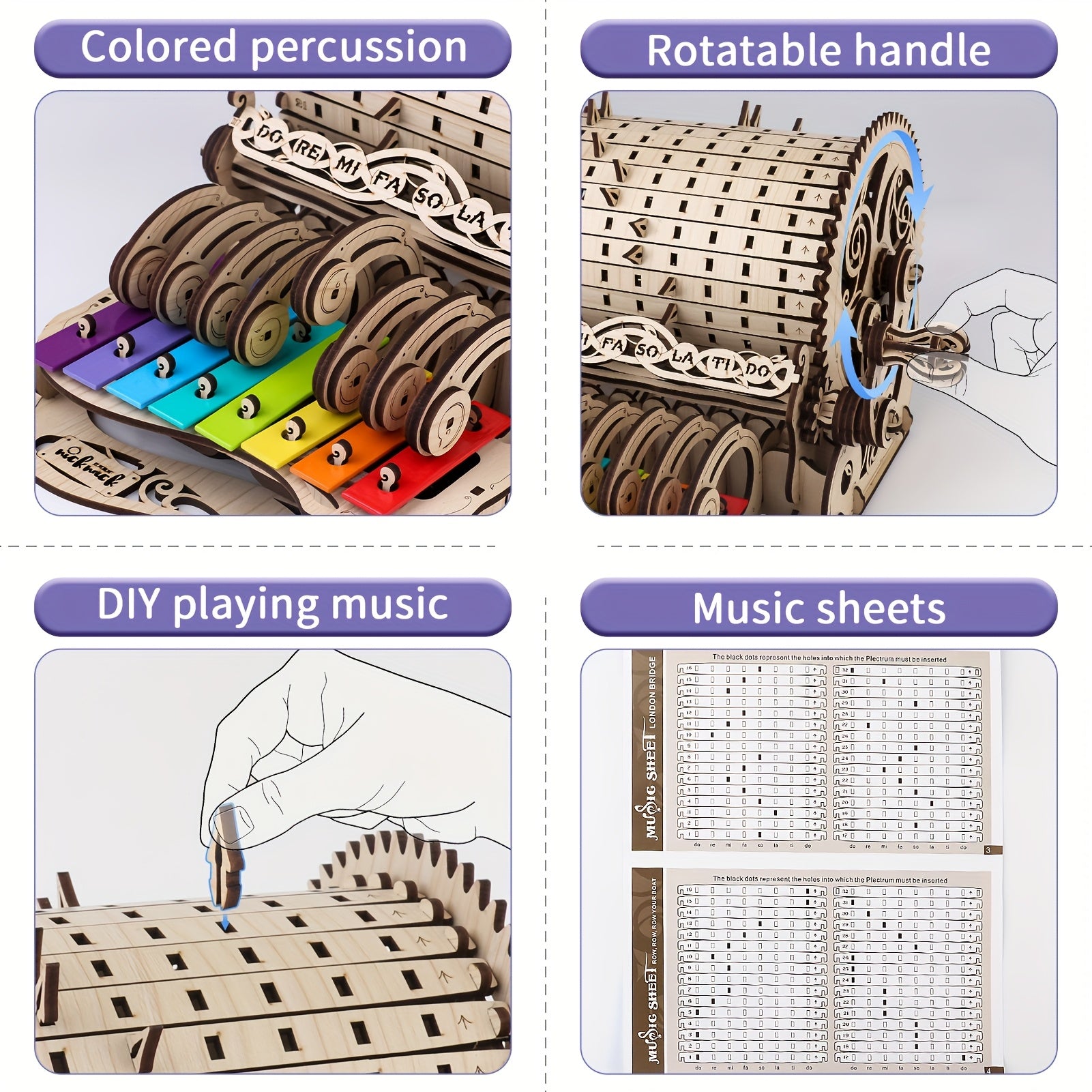 Wooden Music Box Puzzle Kit - DIY Mechanical Model