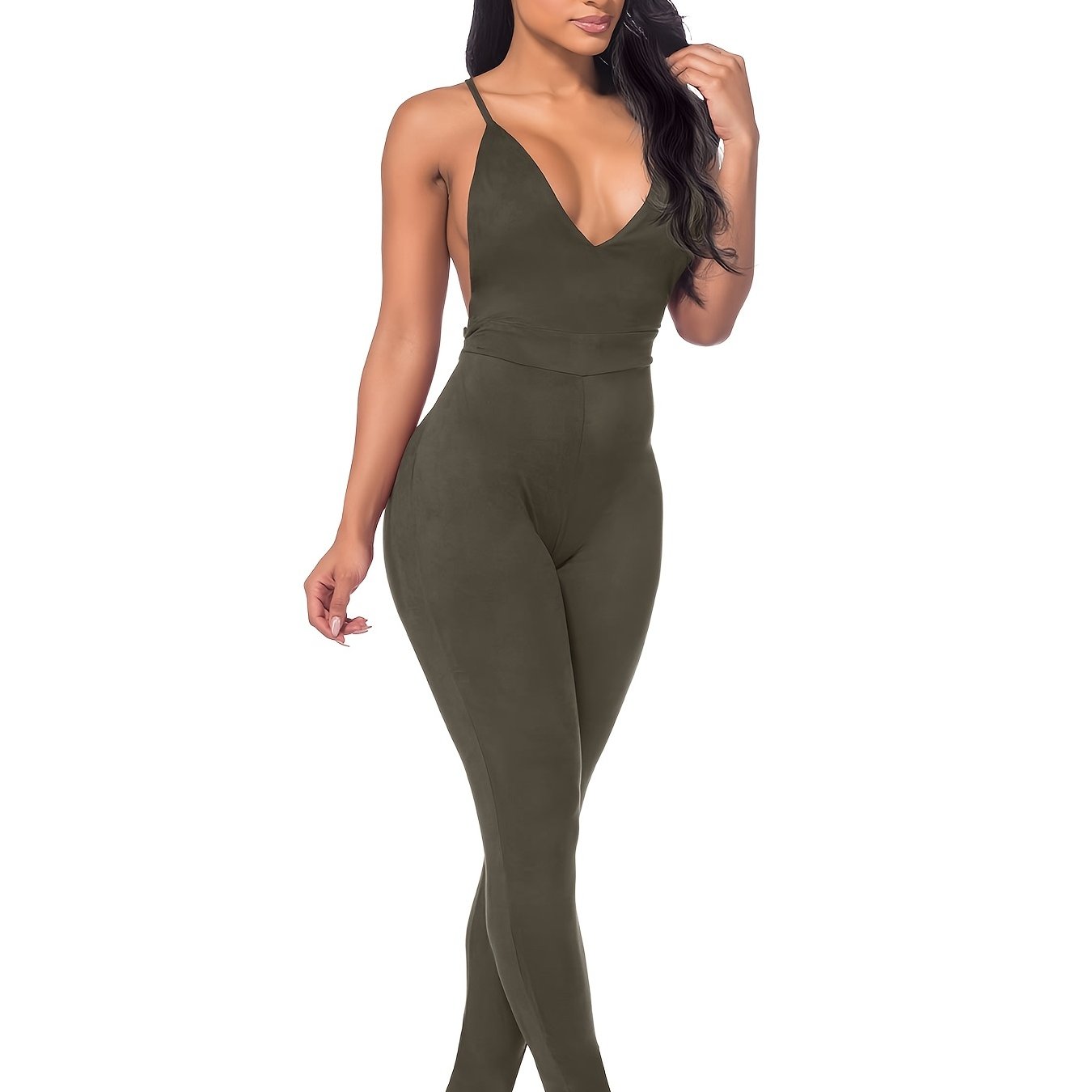 Backless V Neck Cami Jumpsuit Sexy Sleeveless Jumpsuit