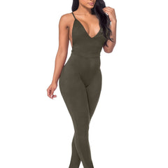 Backless V Neck Cami Jumpsuit Sexy Sleeveless Jumpsuit