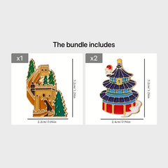 Chinese Style Scenic Monument Brooch DIY Clothes Hat Bag Backpack Accessory