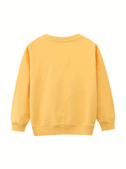 Girls' Bunny And Carrot Embroidery Sweatshirt Soft Comfy Long Sleeve Top