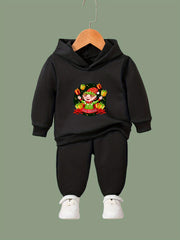 Elf Print Girls Hoodies Jogger Pants Set for Sports Spring Fall