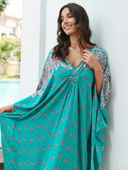 Boho Paisley Floral Batwing Sleeve Plus Size Dress