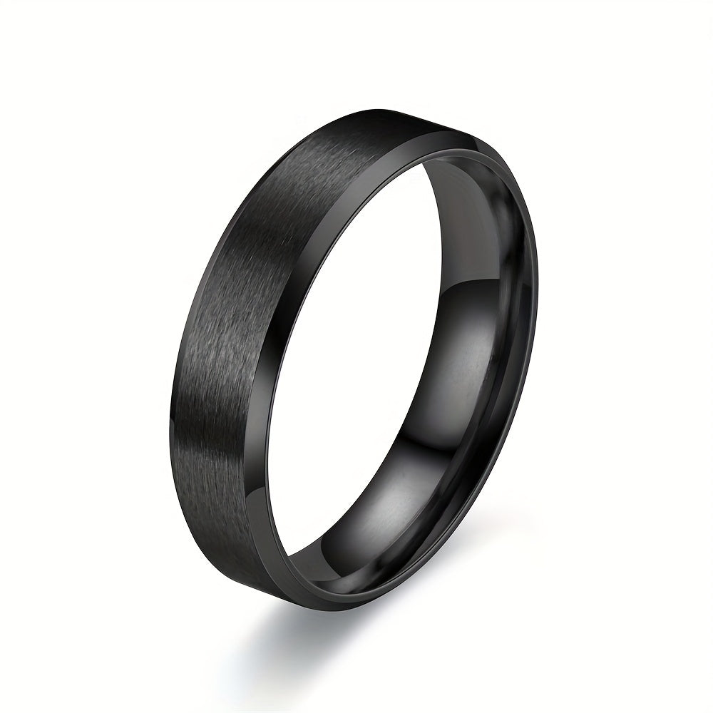 Matte Stainless Steel Retro Men's Ring Silvery Golden