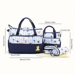 Set of 5 Diaper Bags Geometric Print Parent Bag Set with Shoulder Strap