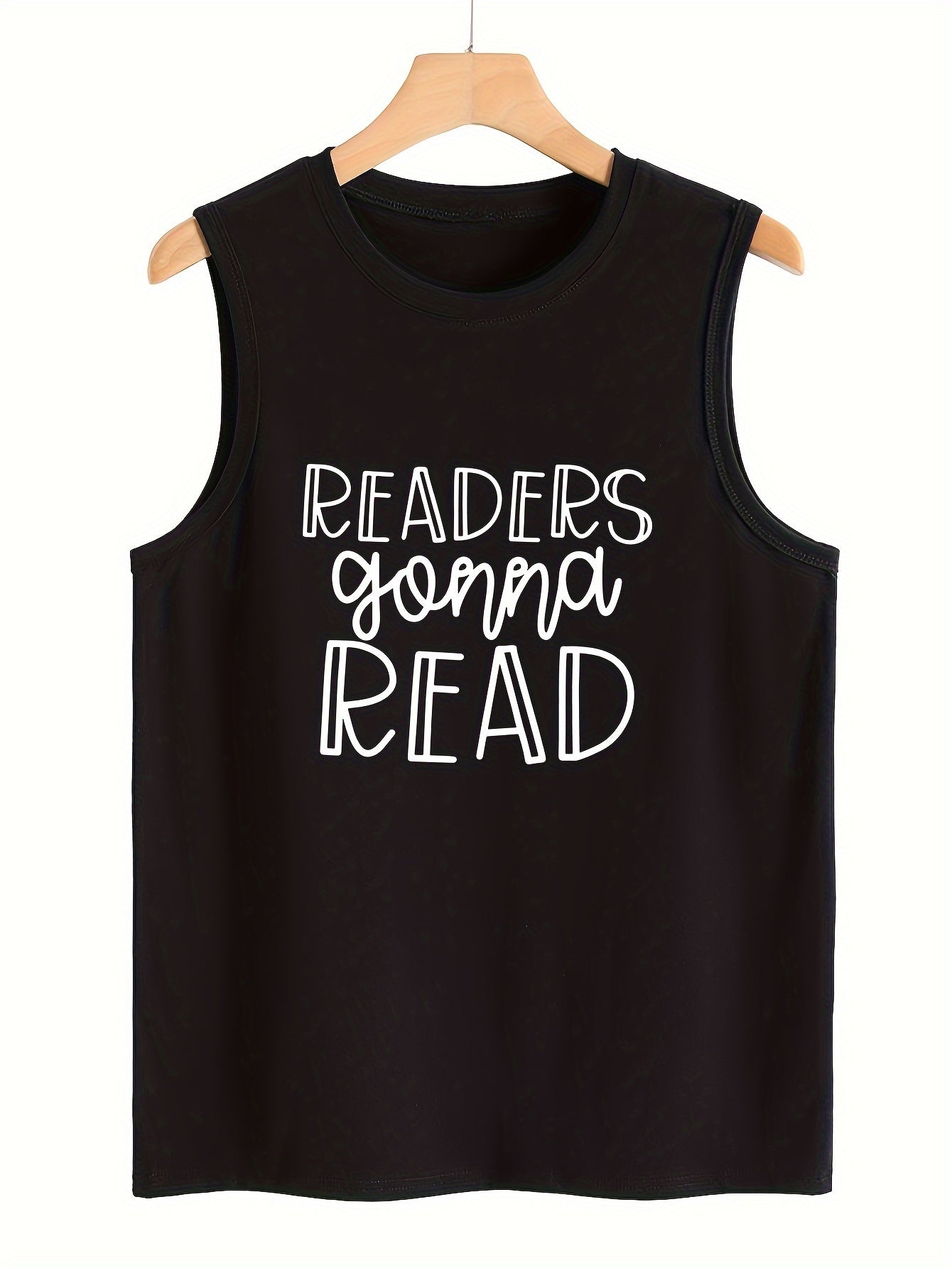 Print Sleeveless Sports Vest Round Neck Stretchy Casual Top