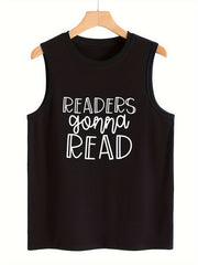 Print Sleeveless Sports Vest Round Neck Stretchy Casual Top